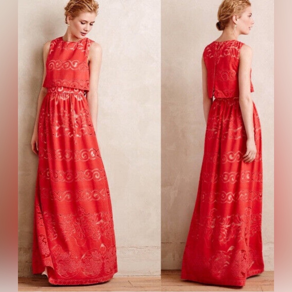 ERIN by Erin Fetherston Red Coral Maxi Dress